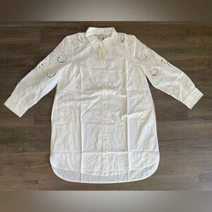 Sundance Sonda Shirt Dress Boho Western 100% Cotton Petite Medium NWT White